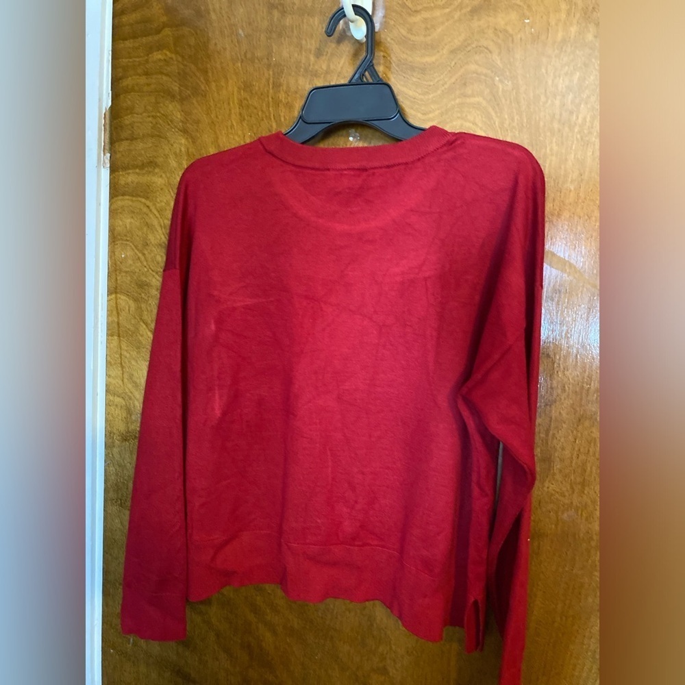 DKNY Vibrant Red Sweater with Sequin Accent - Size M - Picture 6 of 12